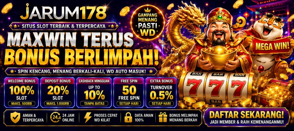 INDO178 winning streak banner — gold-red lion arena bonus, fast QRIS auto withdrawal