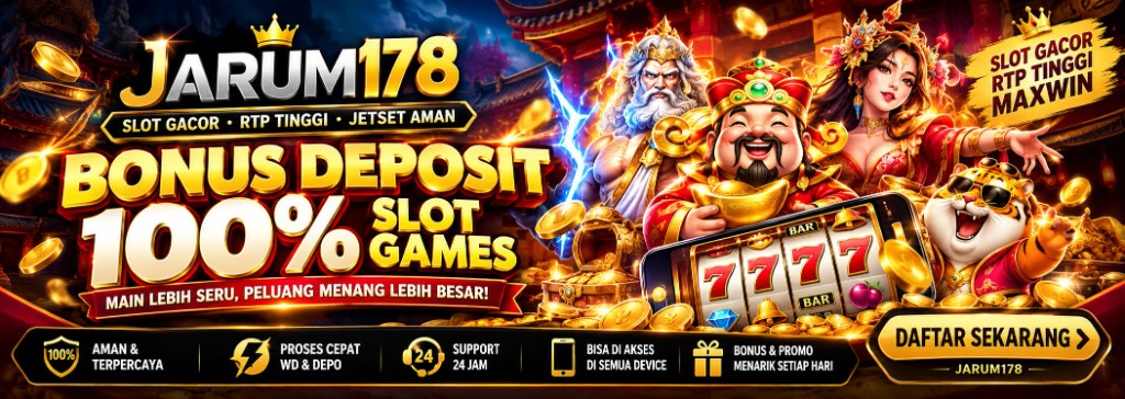 INDO178 100% slot deposit bonus banner — competitive RTP, optimal prosperity 288 fortune chances